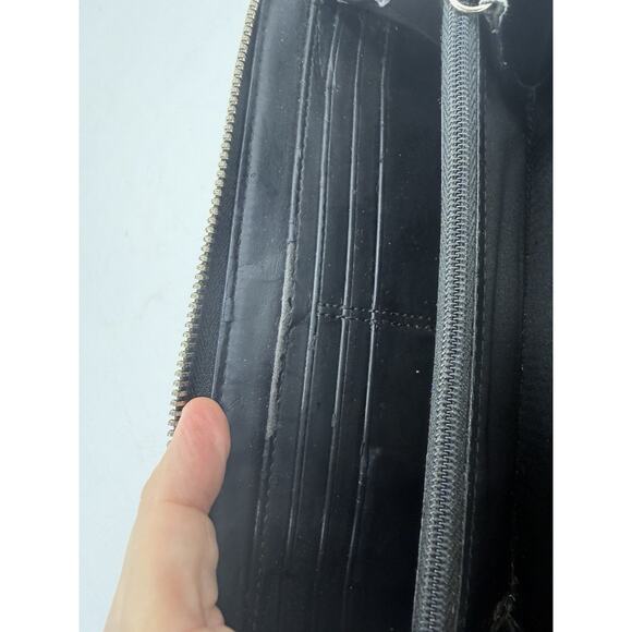 Coach F54007 Crossgrain Accordion Zip Around Leather Wallet - Black - Picture 3 of 6